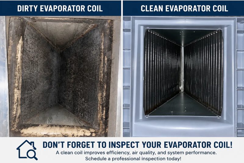Comparison of a dirty evaporator coil and a clean evaporator coil