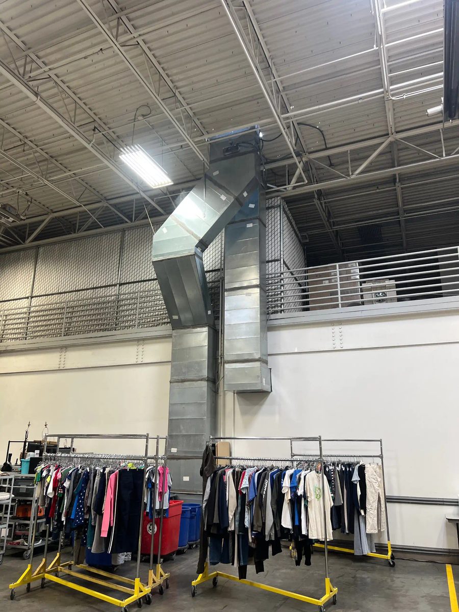 Industrial facility duct system being cleaned